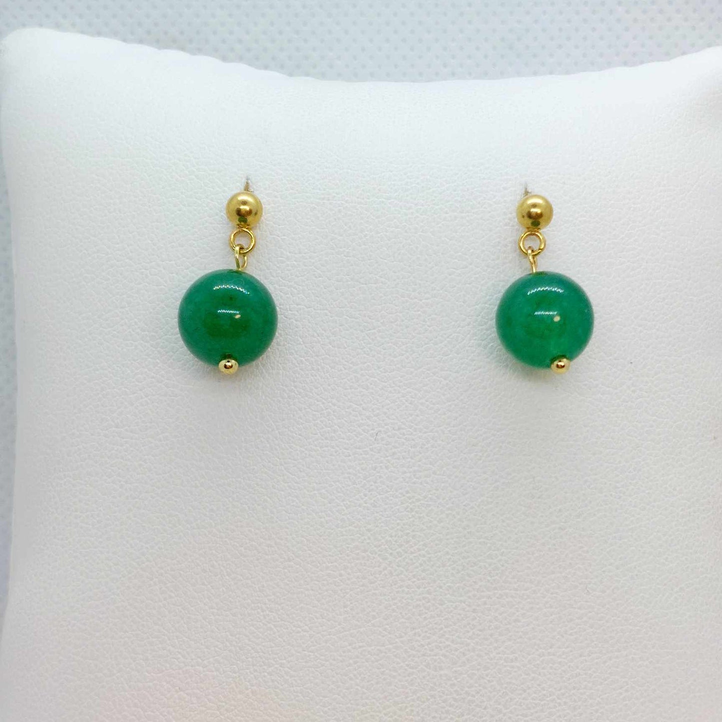 Natural Hetian Jade Dangle Earrings in Gold Plated Stainless Steel