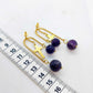 Natural Amethyst Dangle Earrings with Cross in Gold Plated Stainless Steel