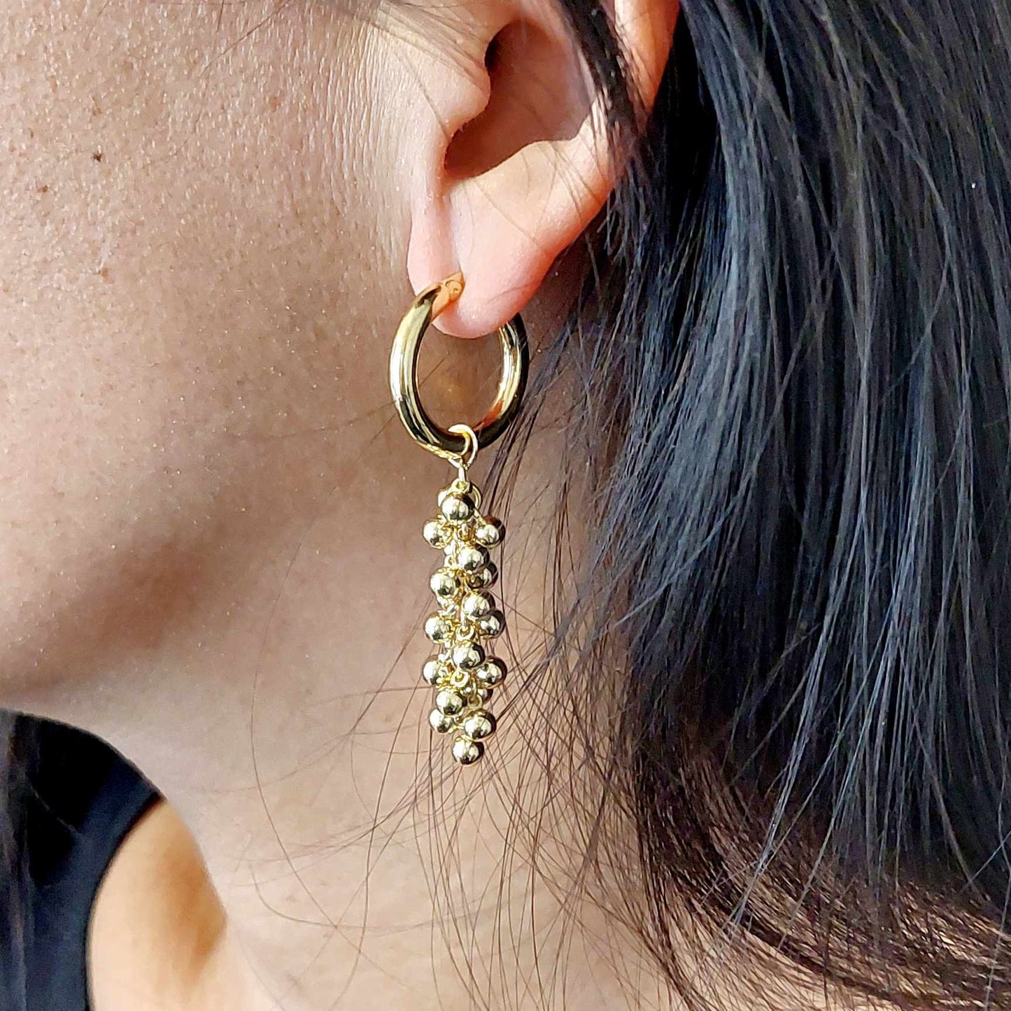 Hoop Dangle Earrings in Gold Plated Stainless Steel