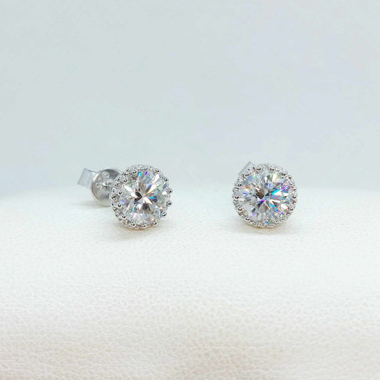 Moissanite 1ct Diamond Earrings in Sterling Silver