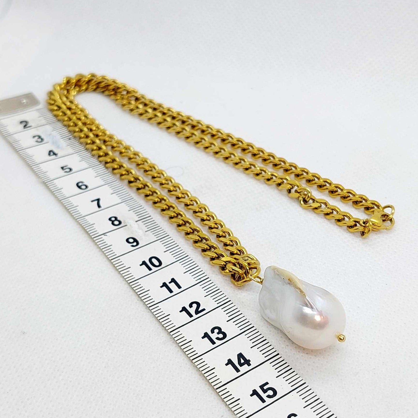 Natural Large Baroque Pearl Pendant in Gold Plated Stainless Steel