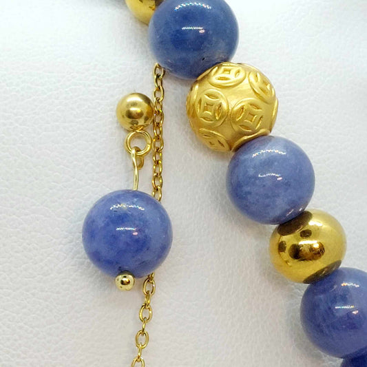 Natural AAA Tanzanite Stone Set in Stainless Steel Gold Plated