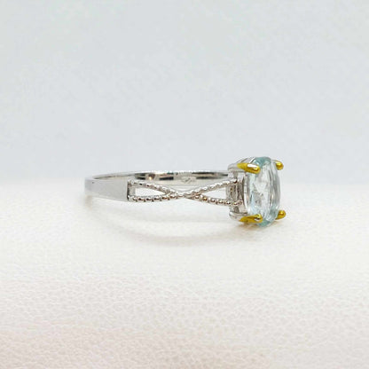 Natural Aquamarine 1ct Ring in Sterling Silver