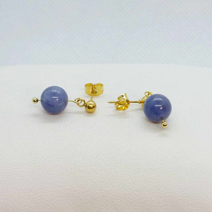Natural AAA Tanzanite Stone Set in Stainless Steel Gold Plated