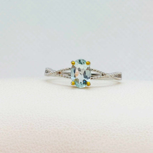 Natural Aquamarine 1ct Ring in Sterling Silver