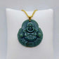 Natural South China Jade Buddha Pendant with Gold Plated Stainless Steel Chain Necklace