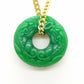 Natural Hetian Jade Pendant with Gold Plated Stainless Steel Chain Necklace