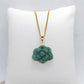 Natural Burmese Jade Lotus Flower Pendant with Gold Plated Stainless Steel Chain Necklace