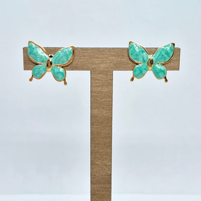 Butterfly Stud Earrings in Stainless Steel Gold Plating