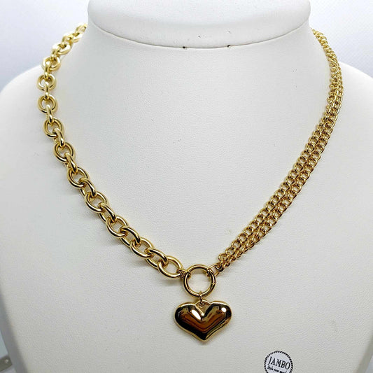 Heart Pendant Necklace In Gold Plated Stainless Steel