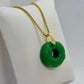 Natural Hetian Jade Pendant with Gold Plated Stainless Steel Chain Necklace