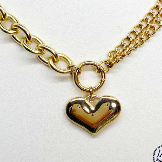 Heart Pendant Necklace In Gold Plated Stainless Steel