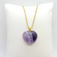 Natural Amethyst Heart Pendant with Stainless Steel Gold Plated Chain Necklace