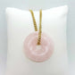 Natural Rose Quartz Donut Pendant with Stainless Steel Gold Plated Chain Necklace