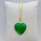 Natural Chinese Jade Heart Pendant with Stainless Steel Chain Necklace