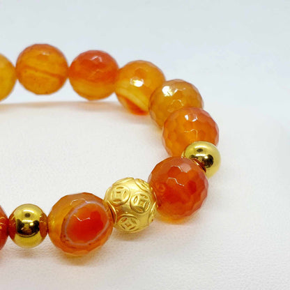 Natural Faceted Carnelian Bracelet in 12mm Stones
