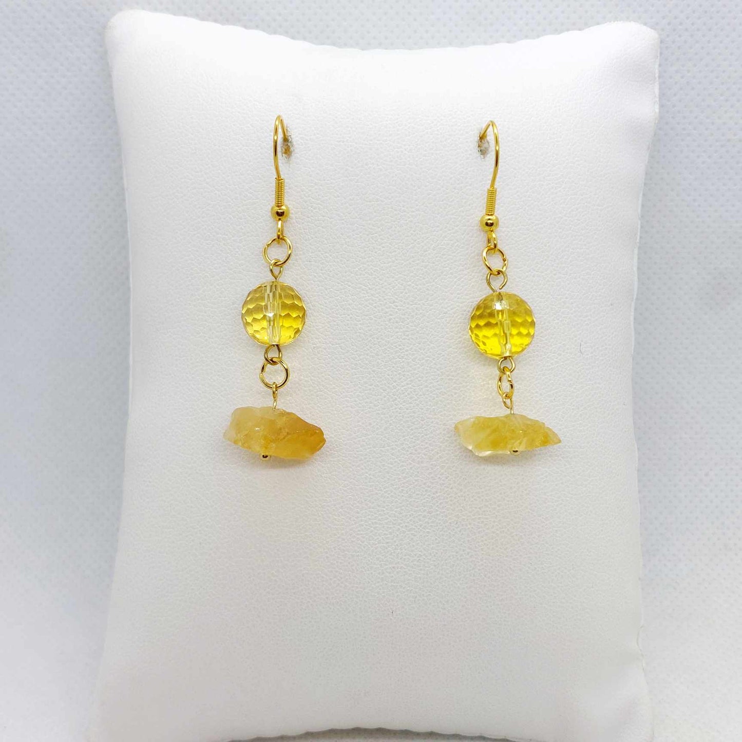 Natural Citrine Dangle Earrings Gold Plated Stainless Steel