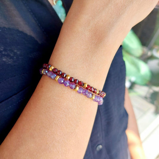 Natural Garnet Stone Bracelet with 4mm Stones