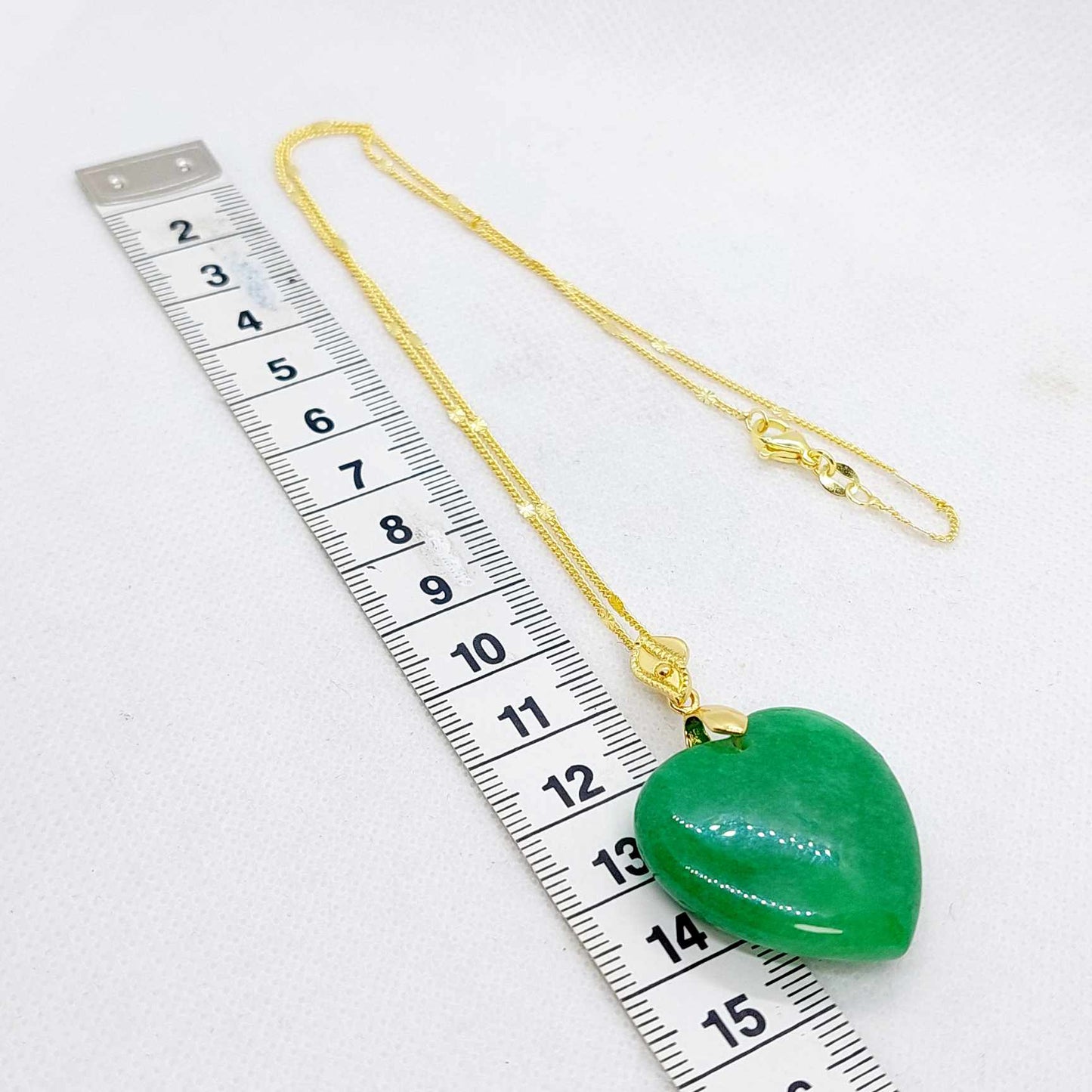 Natural Chinese Jade Heart Pendant with Stainless Steel Chain Necklace