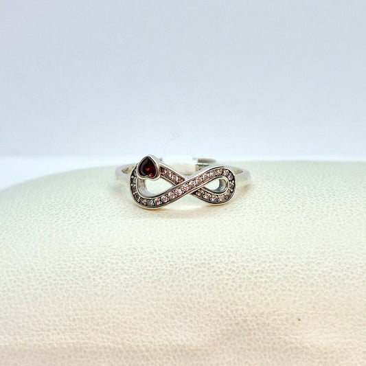 Infinity Ring in 925 Sterling Silver with Zircon Heart