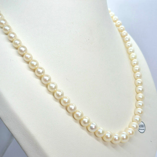 Natural Vintage Pearl Necklace Refurbished Perfect Round Pearls, Exceptional Quality