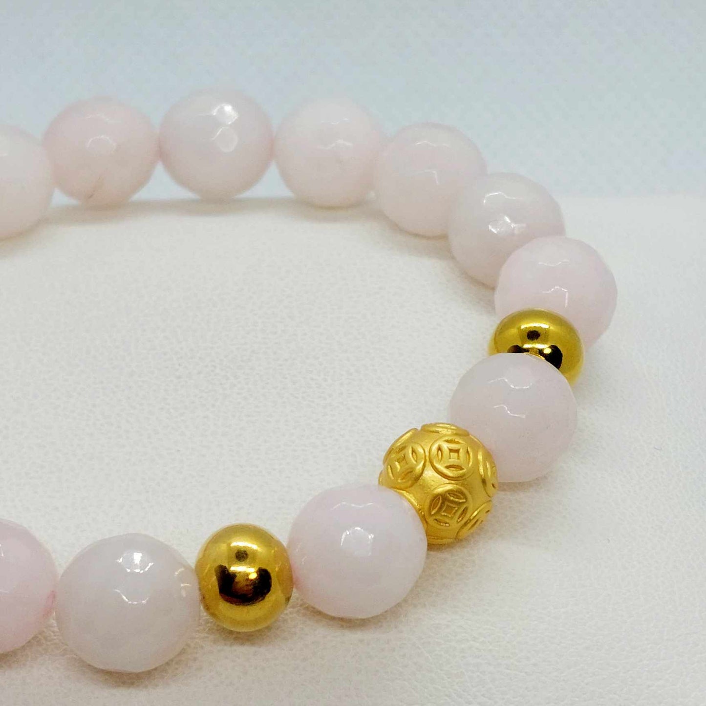 Natural Faceted Rose Quartz Bracelet in 10mm Stones