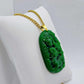 Natural Hetian Jade Dragon Pendant with Gold Plated Stainless Steel Chain Necklace