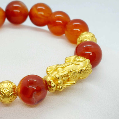 Natural Carnelian Feng Shui Bracelet in 12mm Stones