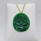 Natural Hetian Jade Dragon Pendant with Gold Plated Stainless Steel Chain Necklace