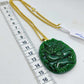 Natural Hetian Jade Dragon Pendant with Gold Plated Stainless Steel Chain Necklace