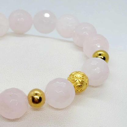 Natural Faceted Rose Quartz Bracelet in 12mm Stones