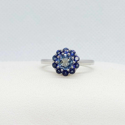 Natural Blue Mystic Quartz Ring in Sterling Silver