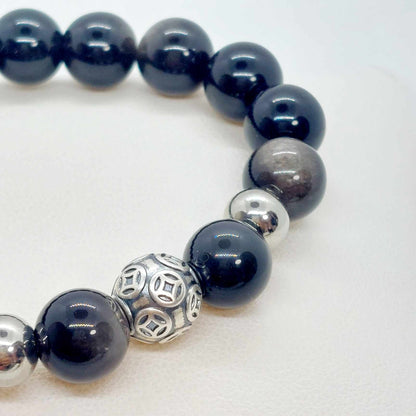 Natural Obsidian Bracelet in 10mm Stones