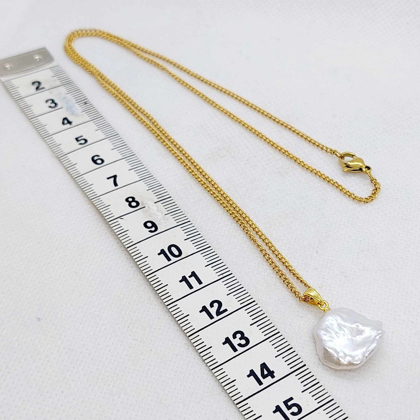 Natural Fresh Water Irregular Baroque Pearl Pendant with Gold Plated Stainless Steel Chain Necklace