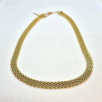 Gold Platted Stainless Steel Flat Chain Necklace Choker