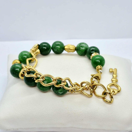 Natural Chinese Jade Bracelet in 12mm Stones