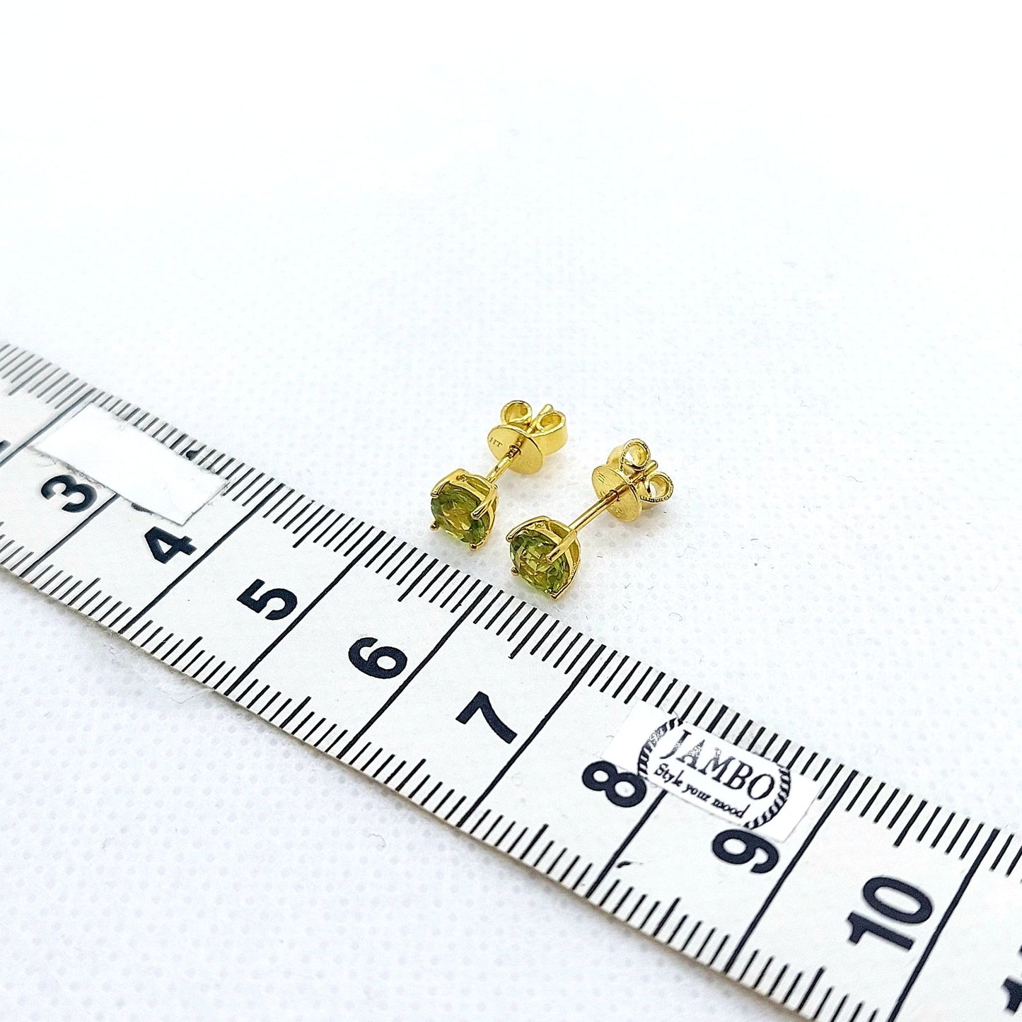 Natural Stone Stud Earrings with Rhodolite Garnet, Peridot, Garnet or Topaz in Sterling Silver Gold Plated