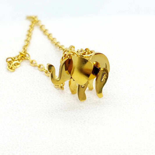 Elephant Pendant In Stainless Steel with Gold Plated Chain Necklace