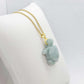 Natural Jadeite Turtle Pendant with Gold Plated Stainless Steel Chain Necklace