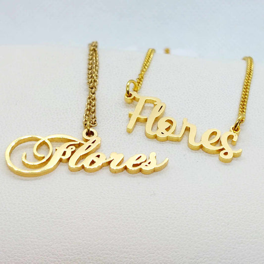 Customizeable Name Pendant In Stainless Steel with Gold Plated Chain Necklace
