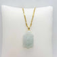 Natural Burmese Jade Turtle Pendant with Gold Plated Stainless Steel Chain Necklace
