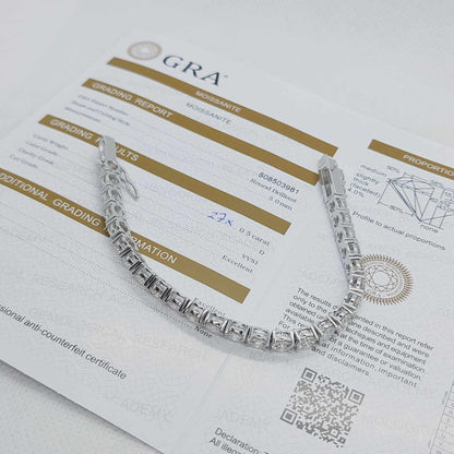 Moissanite Bracelet with stones of 0,5ct in Sterling Silver