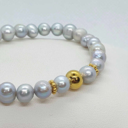 Natural Freshwater Gray Pearl Bracelet in 6-8mm Stones