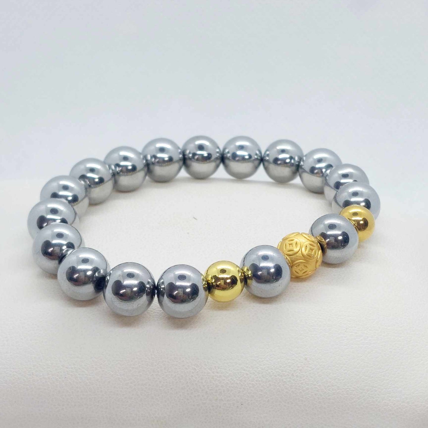 Natural Polished Hematite Bracelet in 10mm Stones