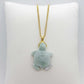 Natural Jadeite Turtle Pendant with Gold Plated Stainless Steel Chain Necklace