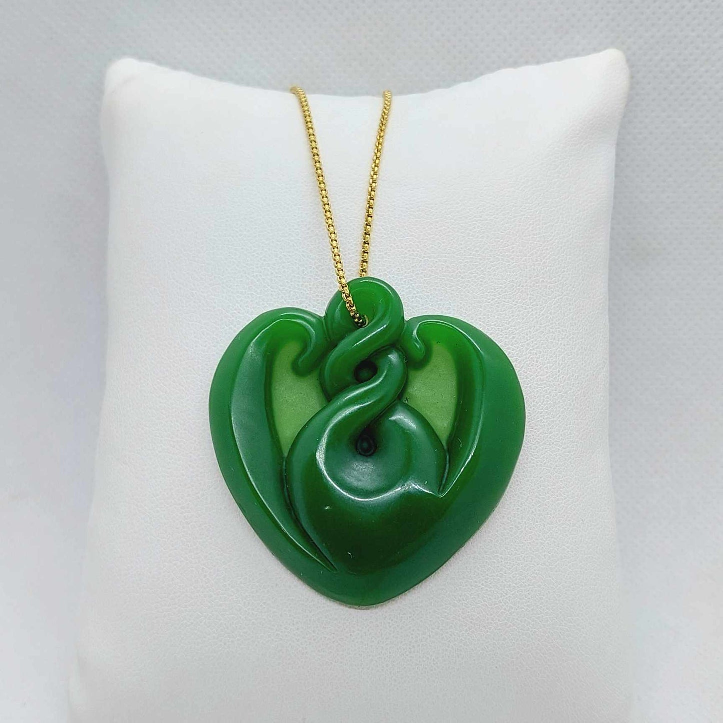 Natural Hetian Jade Pendant with Gold Plated Stainless Steel Chain Necklace