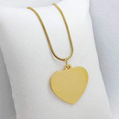 Heart Pendant In Stainless Steel with Gold Plated Chain Necklace