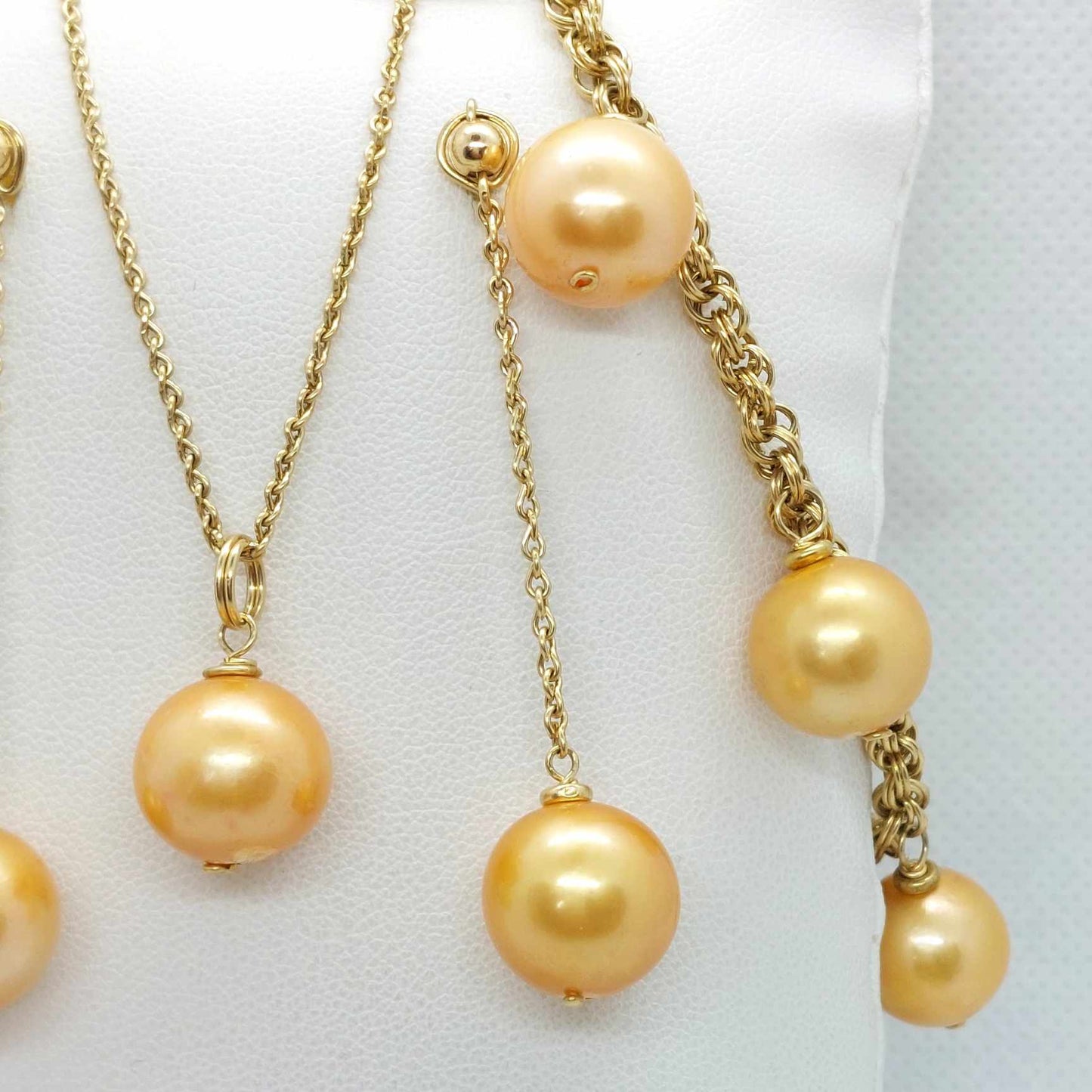 Natural Freshwater Golden Pearl Set in 13mm Stones set in Solid 10K Gold