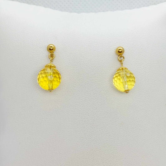 Natural Citrine Stud Earrings with 10MM stones in Stainless Steel
