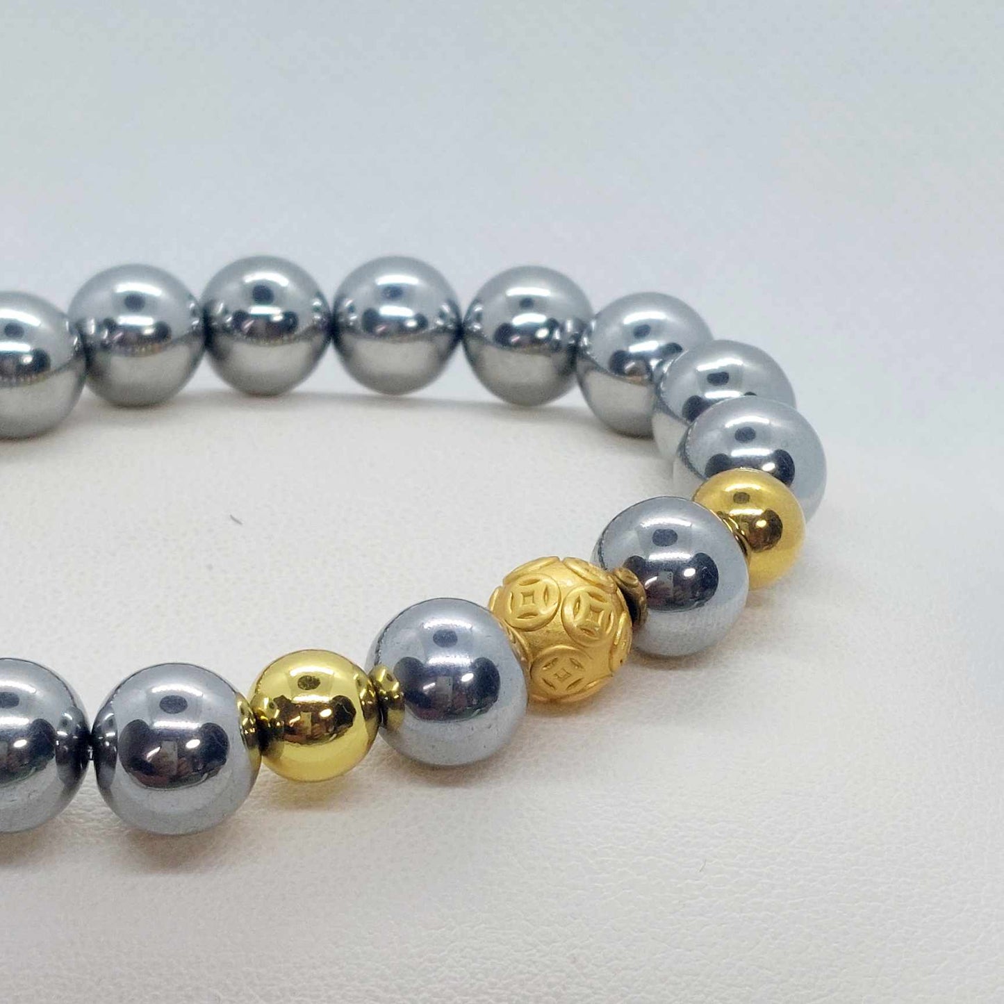 Natural Polished Hematite Bracelet in 10mm Stones